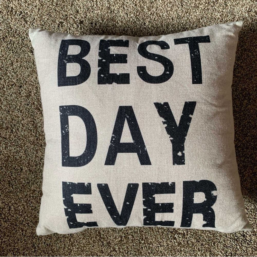 👗Best Day Ever Black and Canvas Throw Pillow